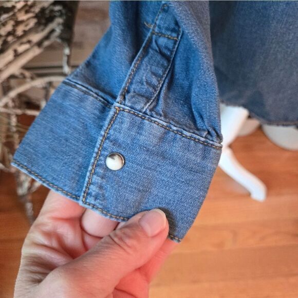 NWT Zara Womens Blue Jeans Shirt Size S - Picture 7 of 10